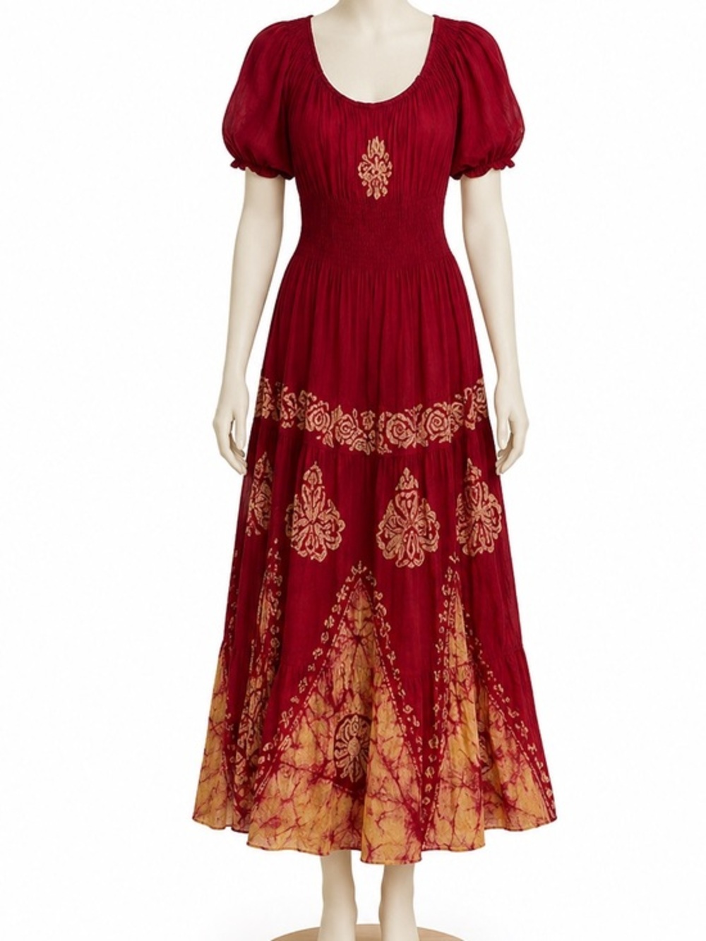 Beautiful Burgundy Bohemian Rayon Dress from Baxter of St Kitts Size Large